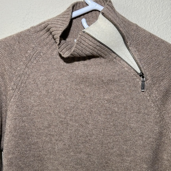 Garnet Hill 100% Cashmere Sweater Zip neck - Picture 3 of 6